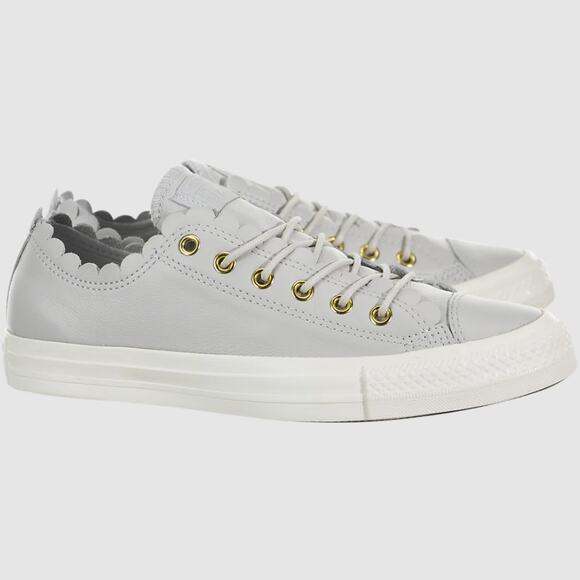 Converse Women's Chuck Taylor All Star Gray Leather Sneakers Shoes Size 7‎ - Picture 1 of 10